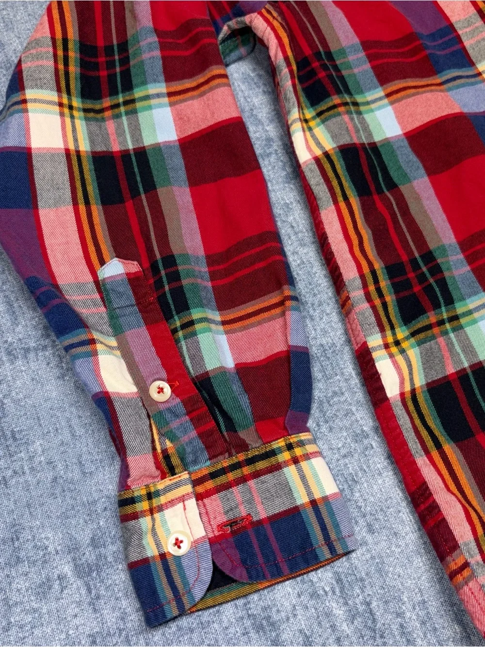 Polo Ralph Lauren kids Plaid Button Down Shirt Red Blue Multi Color Long Sleeve